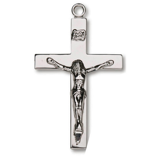 Sterling Silver 1 1/2in Lord's Prayer Crucifix 24in Necklace