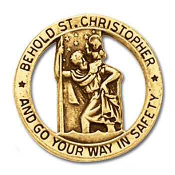 Round Gold Plated Saint Christopher Visor Clip Set of Two