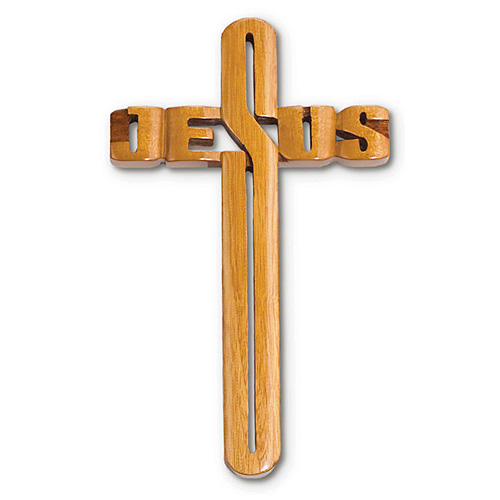Wood 10in JESUS Name Wall Cross
