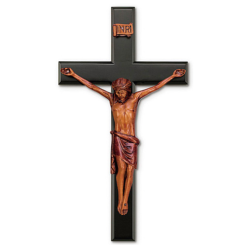 16in Black Stained Mahogany Wall Crucifix 