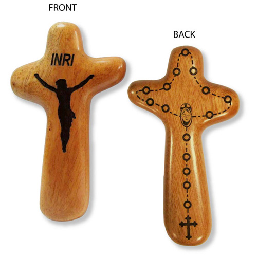 5in Carved Mahogany Hand Crucifix
