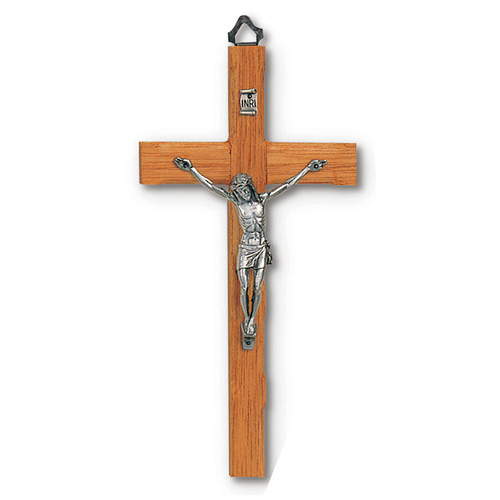 7in Carved Mahogany Wood Wall Crucifix