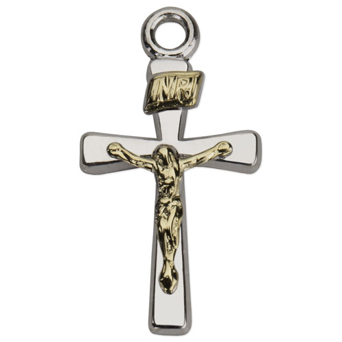Sterling Silver 9/16in INRI Crucifix 18 inch Necklace
