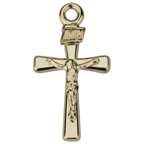 18kt Gold Plated 9/16in INRI Crucifix 18 inch Necklace