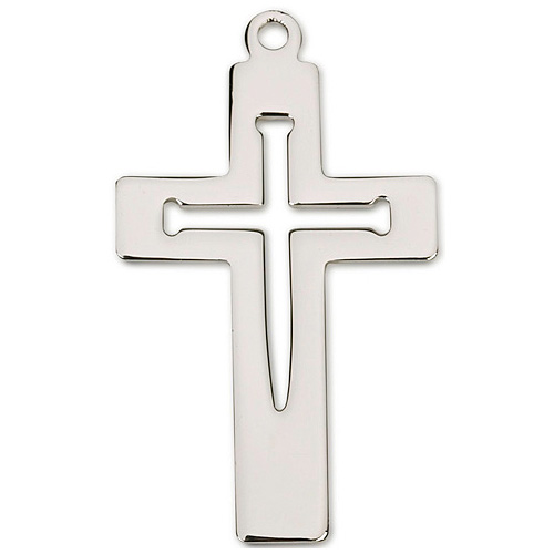 Sterling Silver 1 5/16in Cut-Out Nail Cross on 24in Necklace