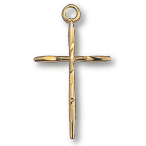 Gold Filled 3/4in Beveled Stick Cross 16in Necklace