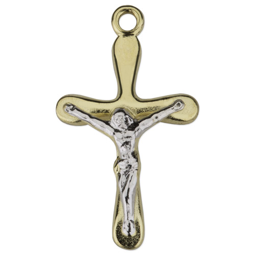 18kt Gold Plated 1/2in Freeform Crucifix 16 inch Necklace