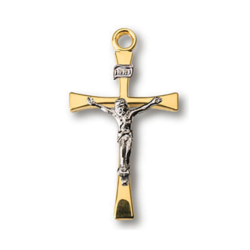 18kt Gold Plated 13/16in Crusader Crucifix 18 inch Necklace
