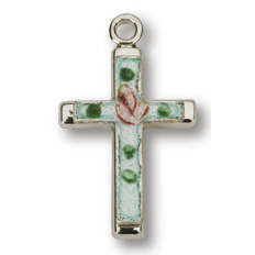 Sterling Silver 9/16in Latin Stone Cross 18in Necklace