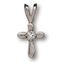 Sterling Silver 3/8in Freeform Crystal Cross 16in Necklace