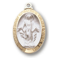 Sterling Silver 9/16in Miraculous Medal 18in Necklace