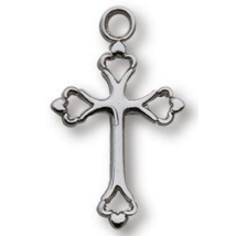Sterling Silver 9/16in Budded Cut Out Cross 18in Necklace