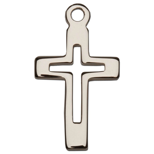 Sterling Silver 5/8in Cut Out Cross 18in Necklace