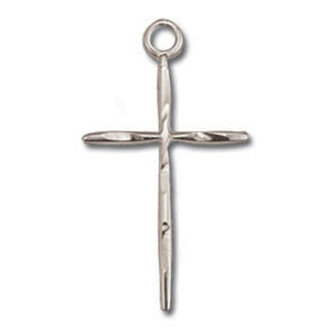 Sterling Silver 3/4in Beveled Stick Cross 16in Necklace