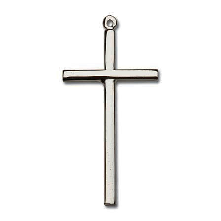 Sterling Silver 1 3/16in Thin Cross on 18in Necklace