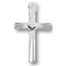Sterling Silver 9/16in Budded Cross 18in Necklace