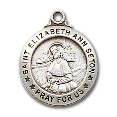 Sterling Silver 3/4in Saint Elizabeth Ann 18in Necklace