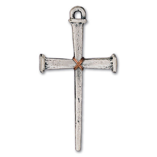 Sterling Silver 1 1/2in Nail Cross on 24in Necklace