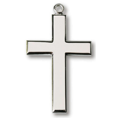 Sterling Silver 1in Polished Latin Cross on 24in Necklace