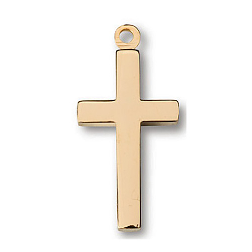 Gold Filled 13/16in Latin Cross 18in Necklace