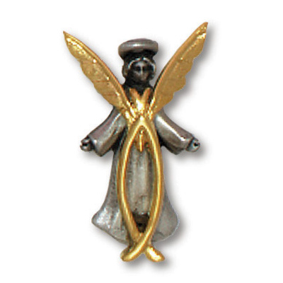 Pewter and Gold Plated Angel of Faith Lapel Pin Set of Two