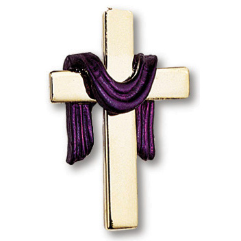 Gold Plated Purple Robe Cross Lapel Pin Set of Two