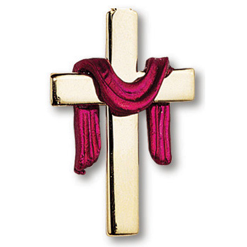 Gold Plated Red Robe Cross Lapel Pin Set of Two