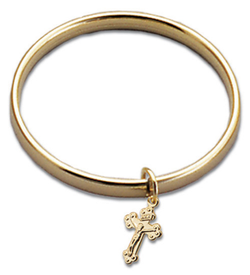 Catholic Baby Bracelet with Crucifix Dangle