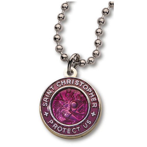 18in Magenta St. Christopher Necklace Two Pack