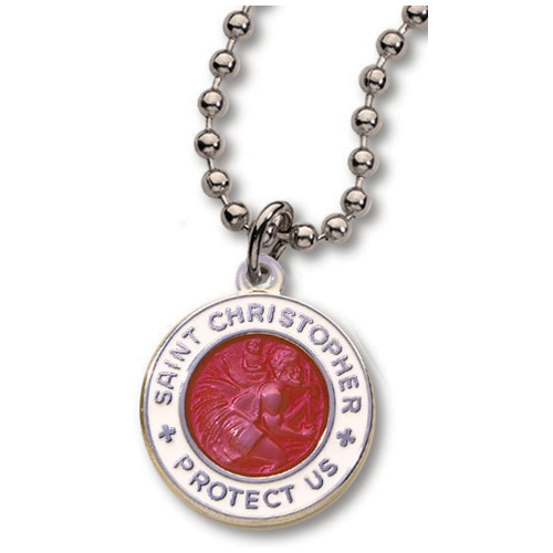 Red and White St. Christopher Necklace Two Pack 18in