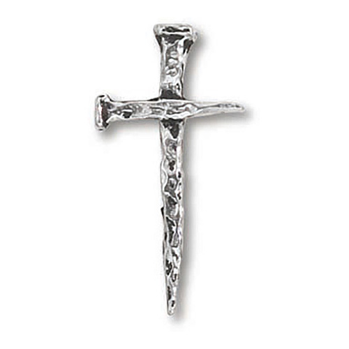 Pewter 1 1/16in Passion Nail Cross Tie Tac