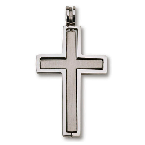 Stainless Steel 1 1/4in Sharing Cross 18in Necklace