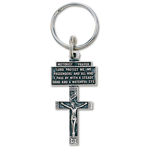 Motorist's Prayer Crucifix Key Ring Two Pack