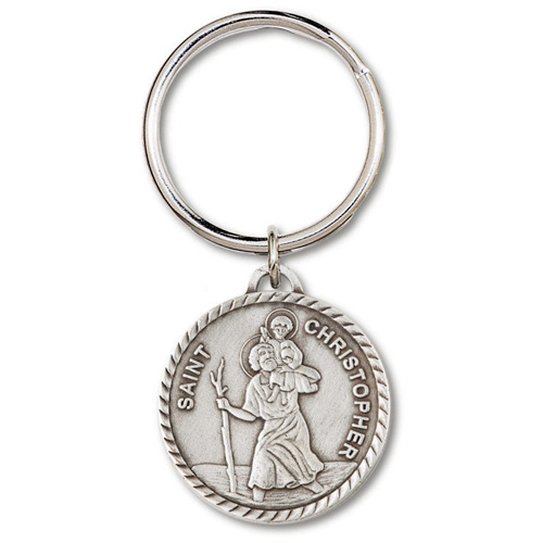 Pewter Saint Christopher Key Ring Two Pack 1 3/16in