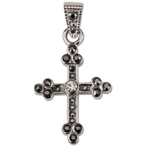 Stainless Steel 7/8in Marcasites Cross 18in Necklace