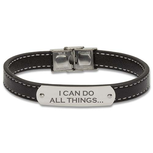 I Can Do All Things Men's Stainless Steel Leather Bracelet