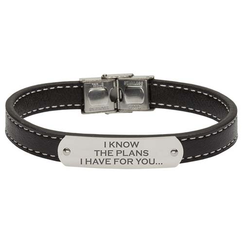 I Know The Plans I Have For You Men's Stainless Steel Leather Bracelet