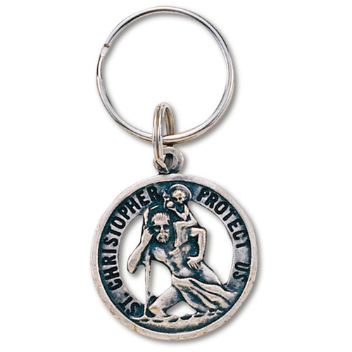 Pewter Saint Christopher Key Ring Two Pack