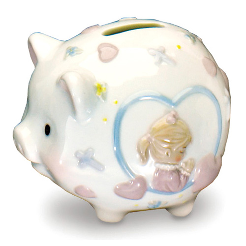 5in Praying Girl Ceramic Piggy Bank