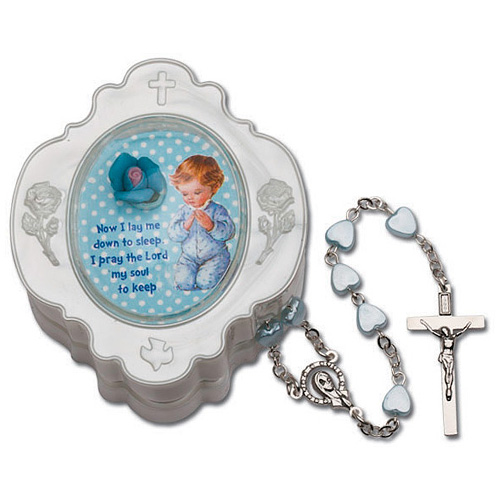 Baby Boy's First Heart Rosary in Blue