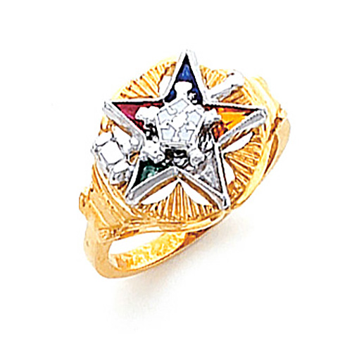 10k Two-tone Gold Past Matron Eastern Star Ring with Clover Top