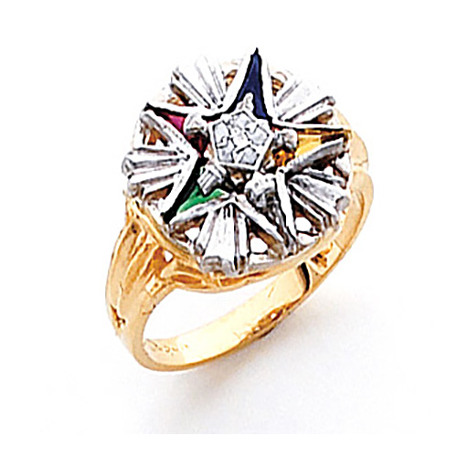 Eastern Star Ring with Fire Burst Design 10k Two-tone Gold
