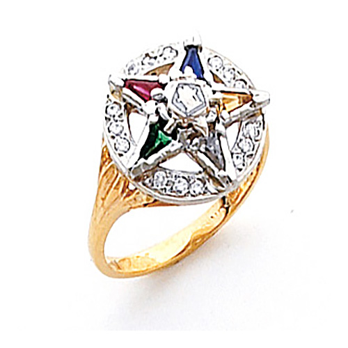 10kt Yellow Gold Eastern Star Ring with CZs