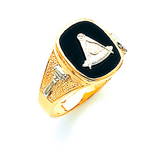 10kt Two-tone Gold Past Master Ring with Textured Shank