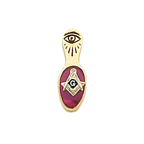 10k Yellow Gold Masonic Tie Tac with Red Stone
