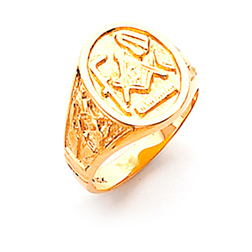10kt Yellow Gold Oval Masonic Ring with Working Tools