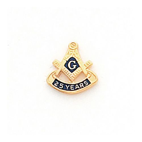 10k Yellow Gold Masonic 25 Year Tie Tac