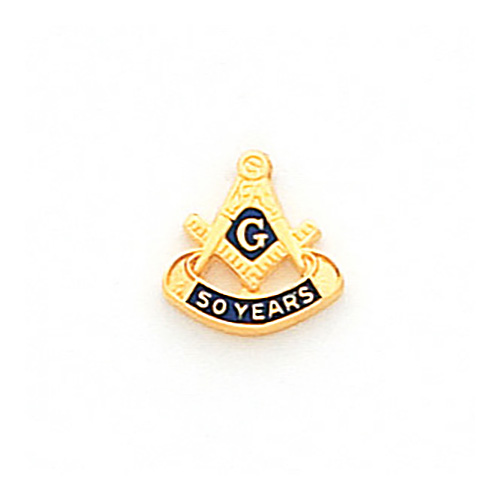 10k Yellow Gold Masonic 50 Years Tie Tac
