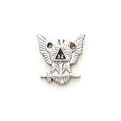 10k White Gold 1/2in Scottish Rite Wings Up Tie Tac