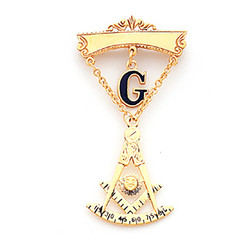 10kt Yellow Gold 2 1/4in Enameled Past Master Jewel